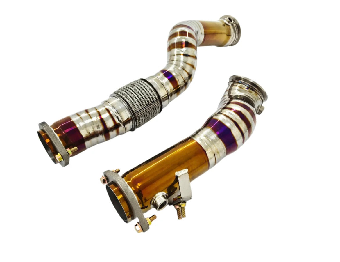 BMW G80/G82 Titanium Catless Downpipes w/ Upgraded Heat Shield