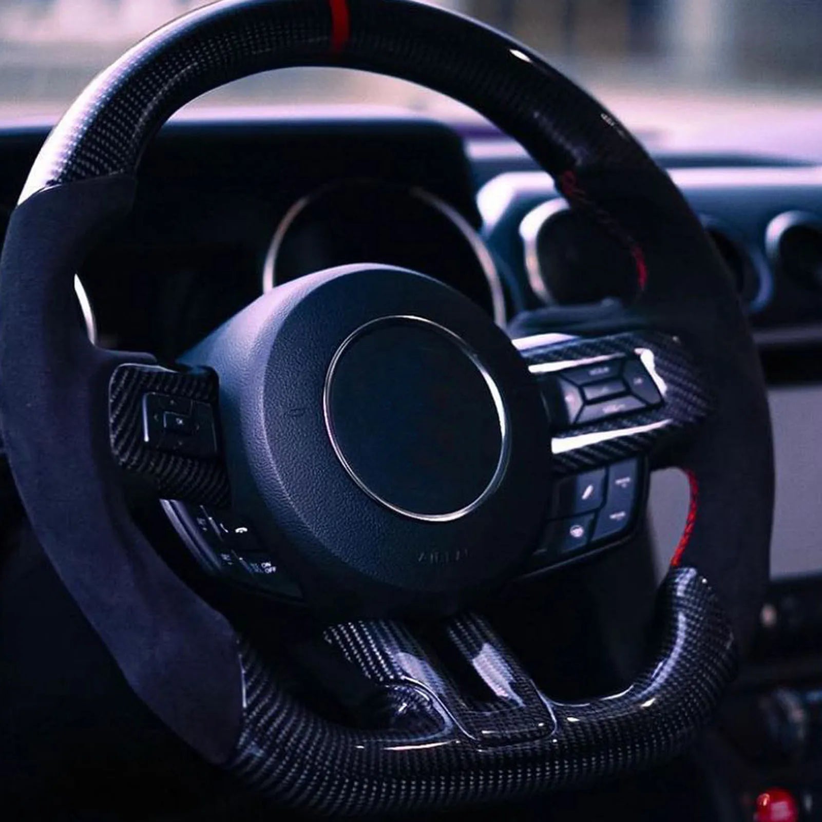 FORD S550 MUSTANG Carbon Fiber Steering Wheel Control Button Trim