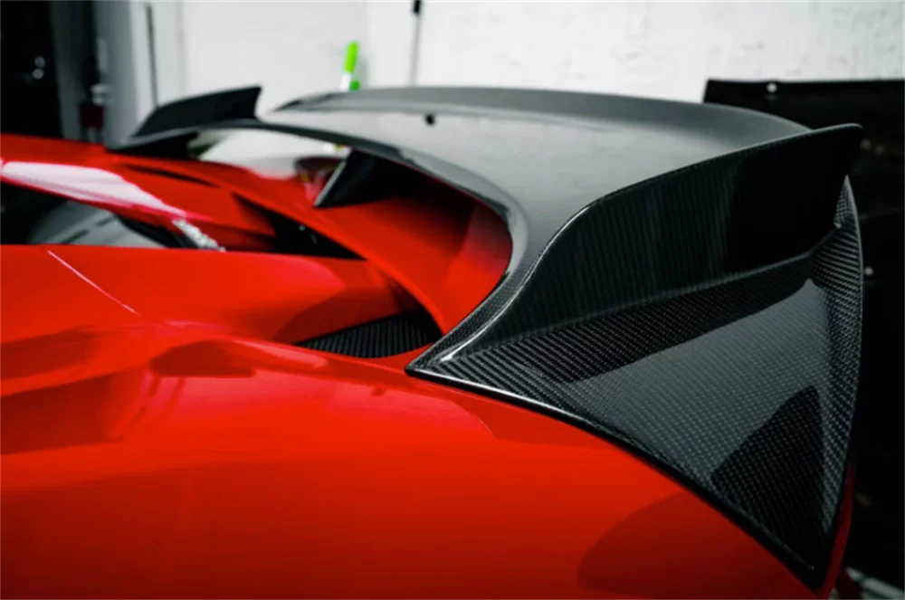 Ferrari F8 Dry Carbon Fiber PK Style Wing