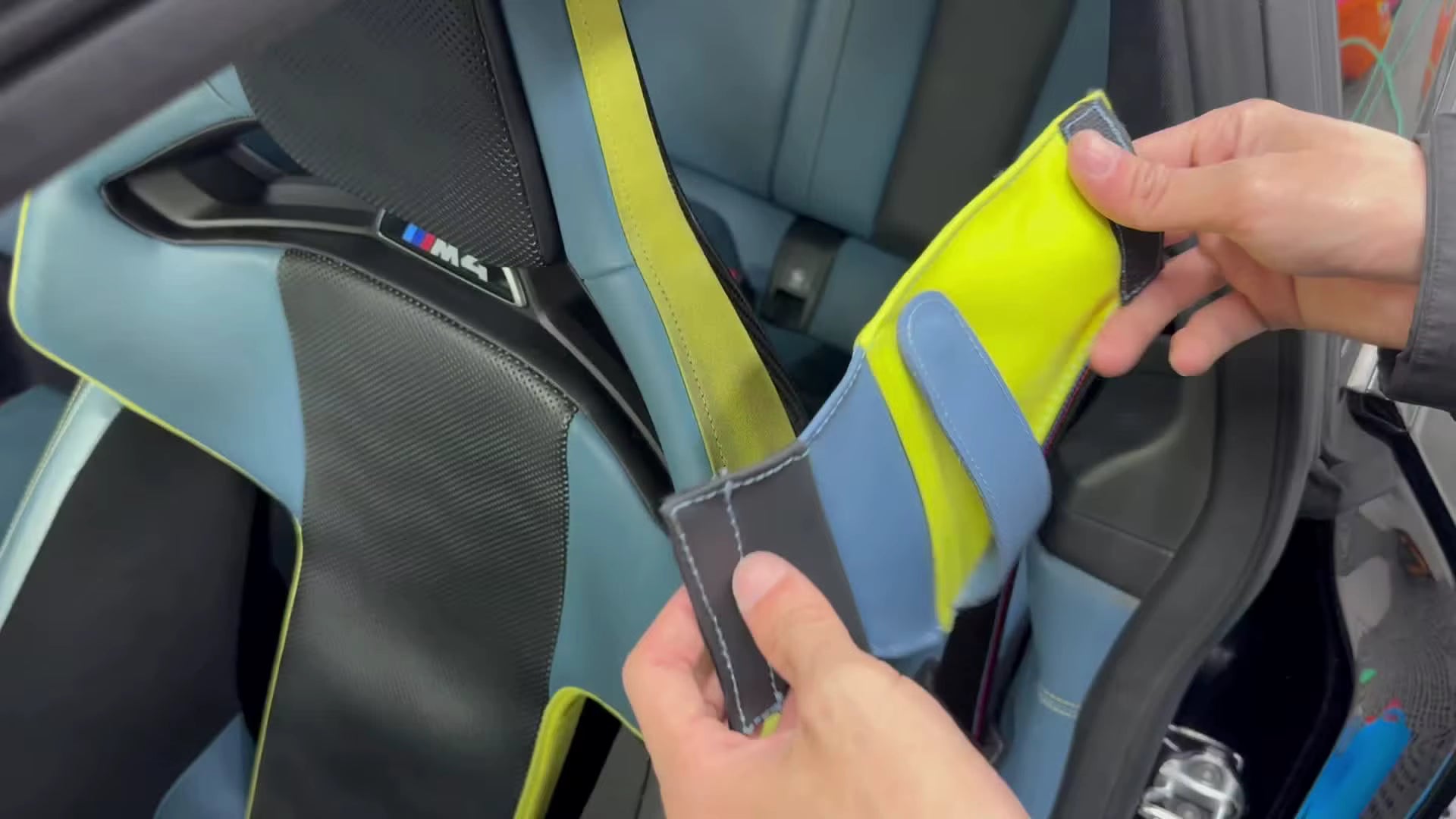 BMW Carbon Bucket Seat Bolster Seat Belt Extension Protector