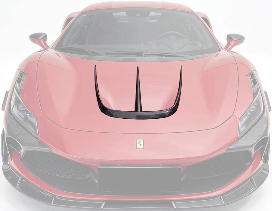 Ferrari F8 Dry Carbon Fiber M Style Hood Fins